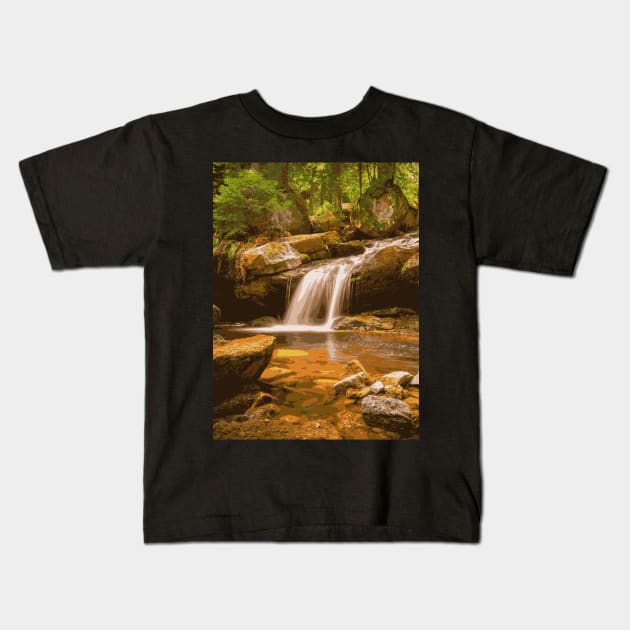 Golden Water Fall - Landscape Kids T-Shirt by Aleksander37